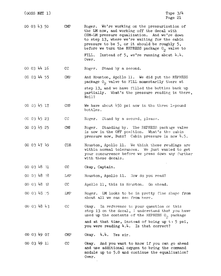 Page 23 of Apollo 11’s original transcript