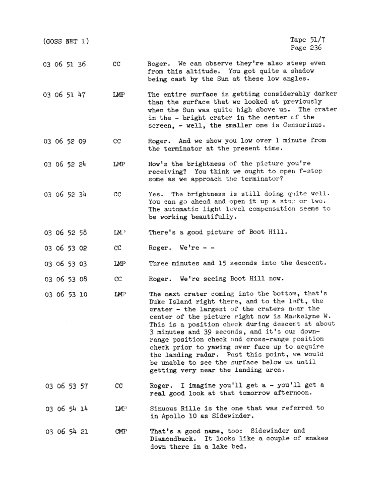 Page 238 of Apollo 11’s original transcript