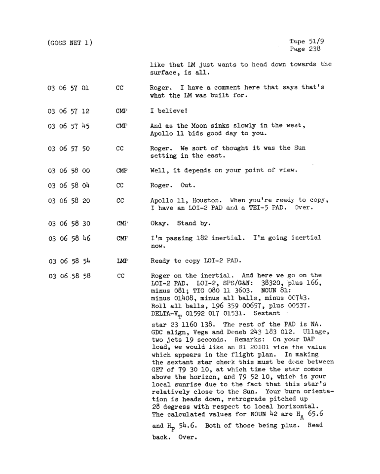 Page 240 of Apollo 11’s original transcript