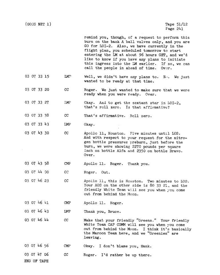Page 243 of Apollo 11’s original transcript