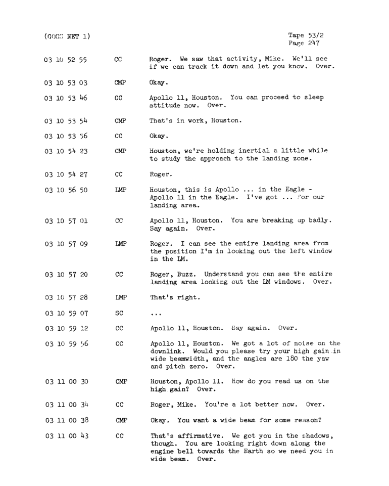 Page 249 of Apollo 11’s original transcript