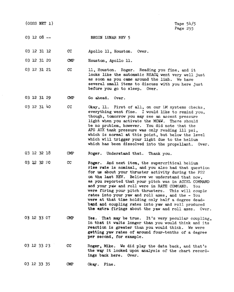 Page 257 of Apollo 11’s original transcript