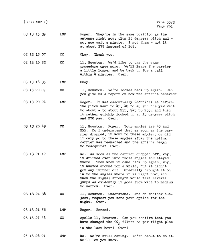 Page 263 of Apollo 11’s original transcript