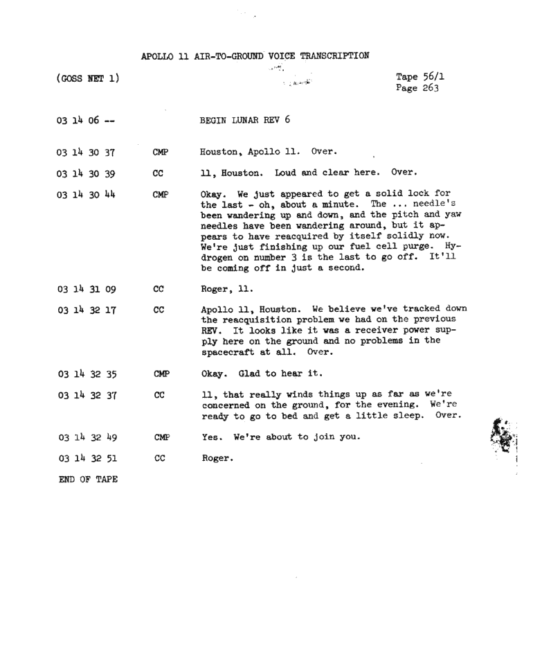 Page 265 of Apollo 11’s original transcript