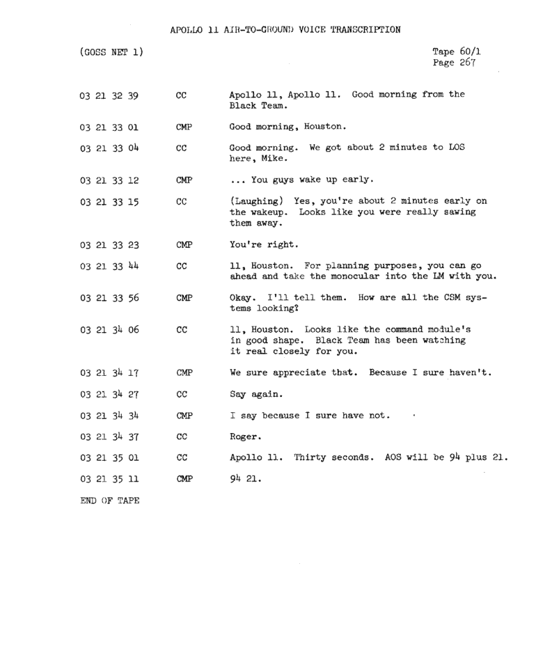 Page 269 of Apollo 11’s original transcript