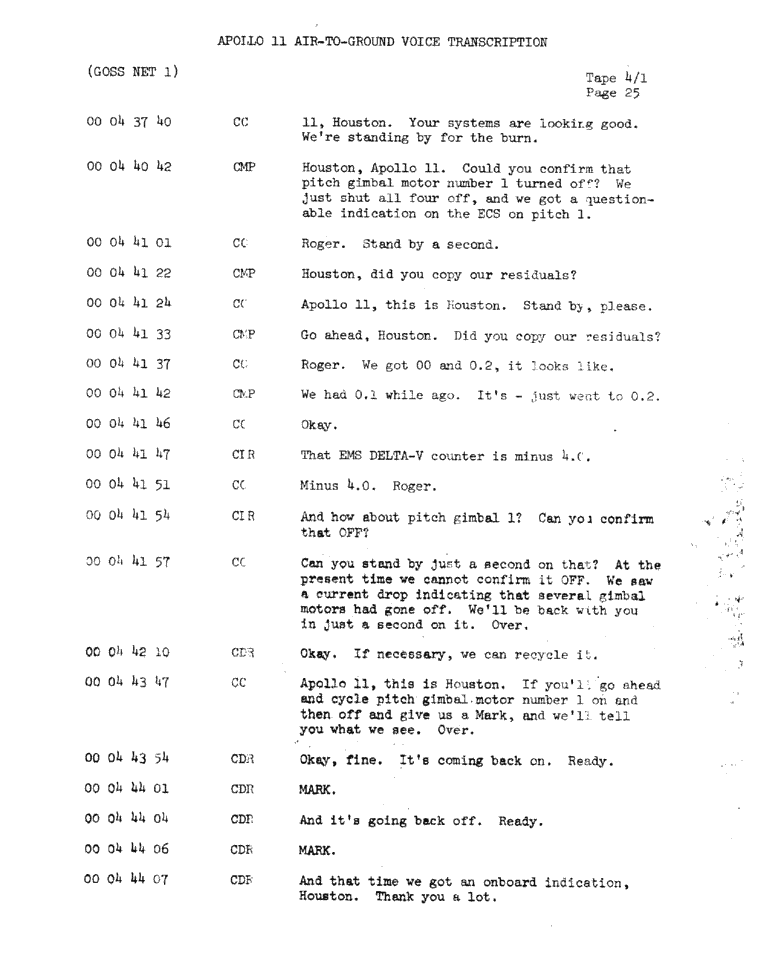 Page 27 of Apollo 11’s original transcript