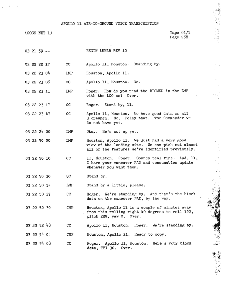 Page 270 of Apollo 11’s original transcript