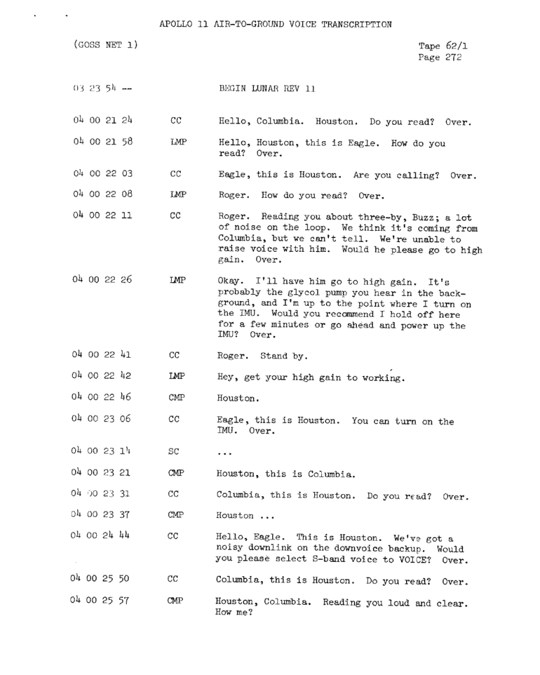 Page 274 of Apollo 11’s original transcript