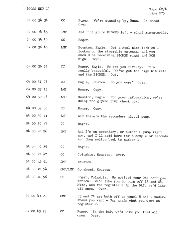 Page 277 of Apollo 11’s original transcript