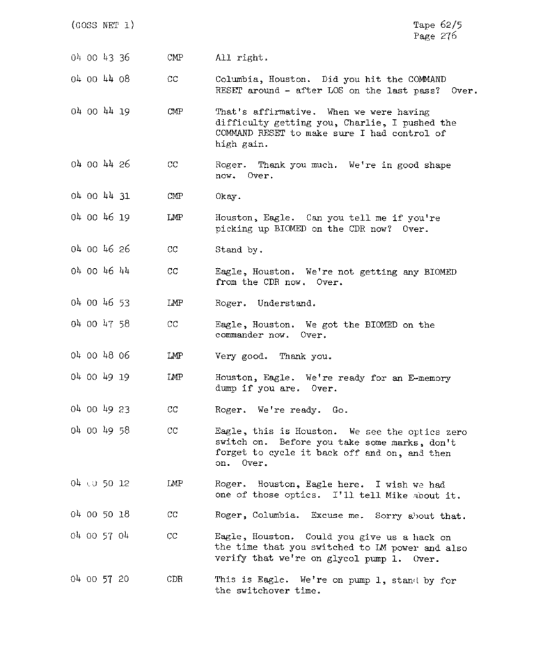 Page 278 of Apollo 11’s original transcript