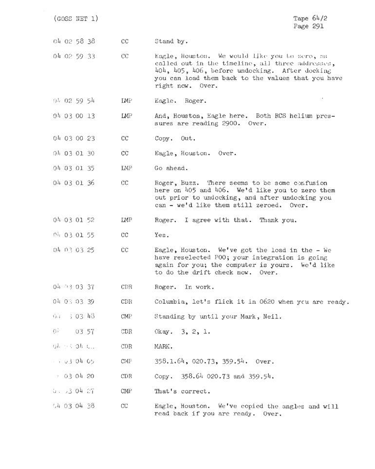 Page 293 of Apollo 11’s original transcript