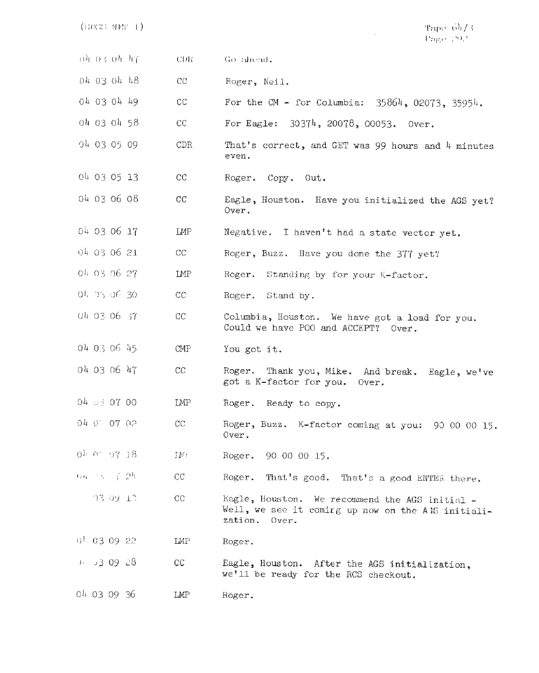 Page 294 of Apollo 11’s original transcript