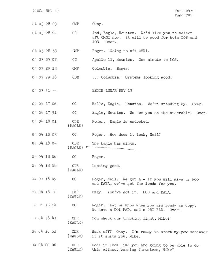 Page 297 of Apollo 11’s original transcript