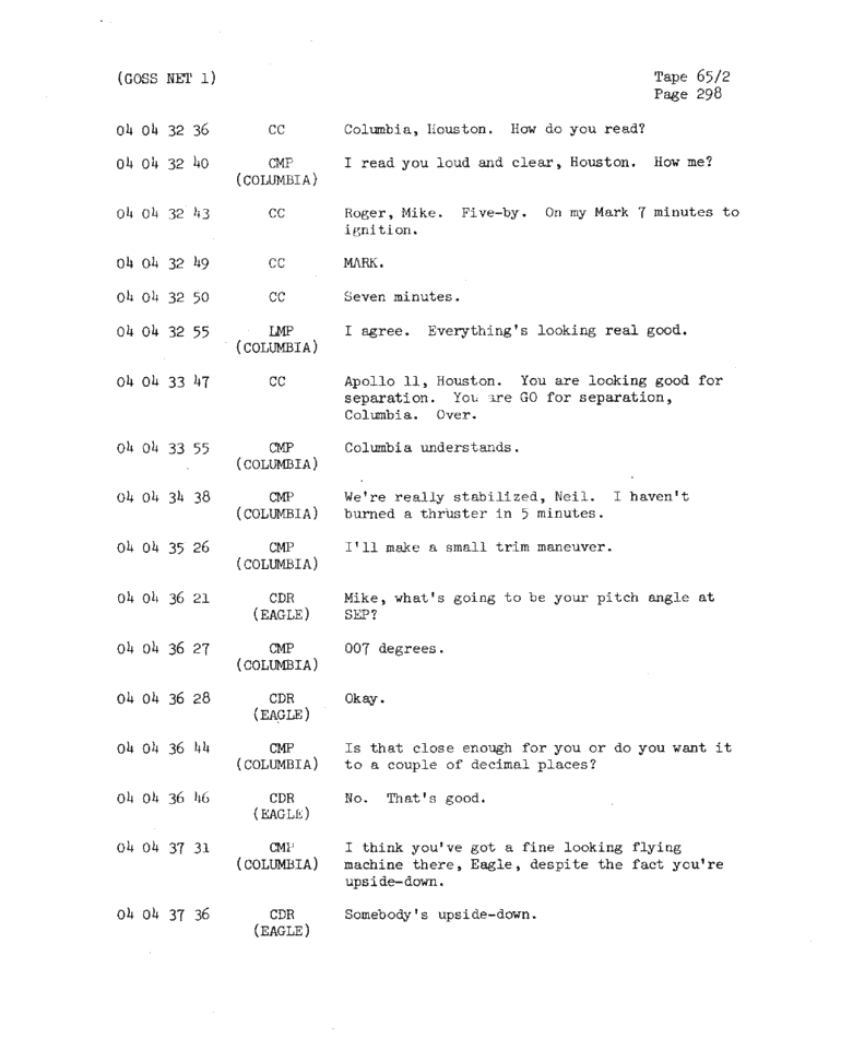 Page 300 of Apollo 11’s original transcript