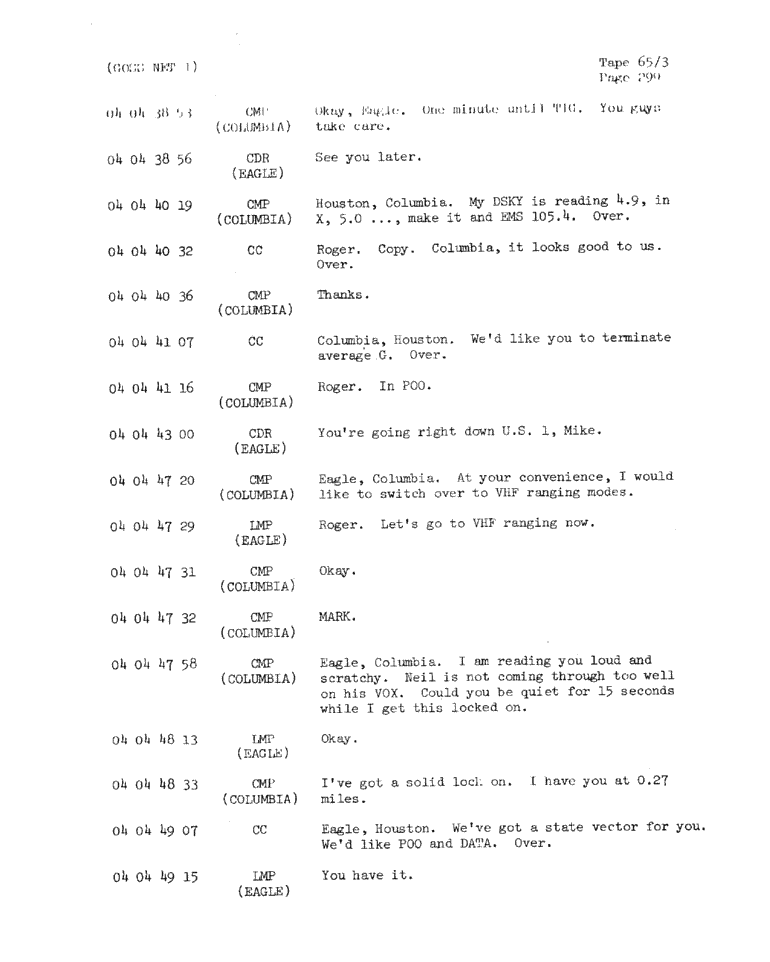 Page 301 of Apollo 11’s original transcript