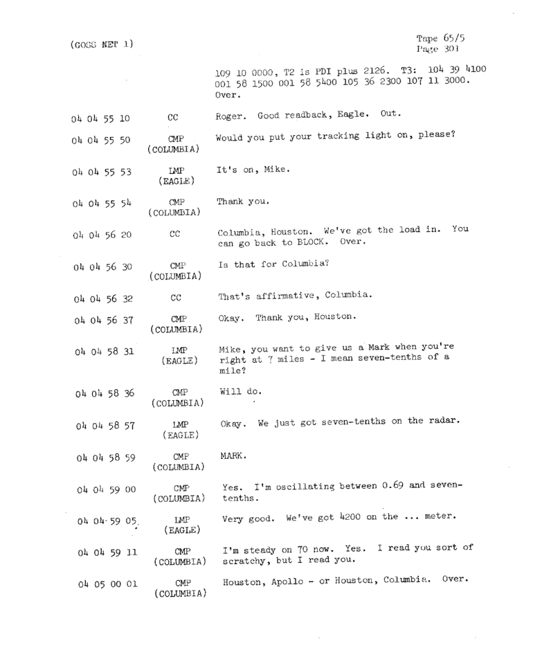 Page 303 of Apollo 11’s original transcript