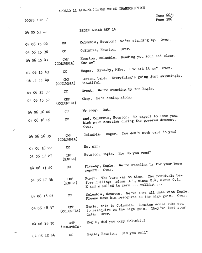 Page 308 of Apollo 11’s original transcript