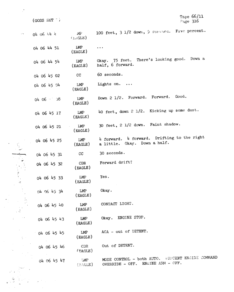 Page 318 of Apollo 11’s original transcript