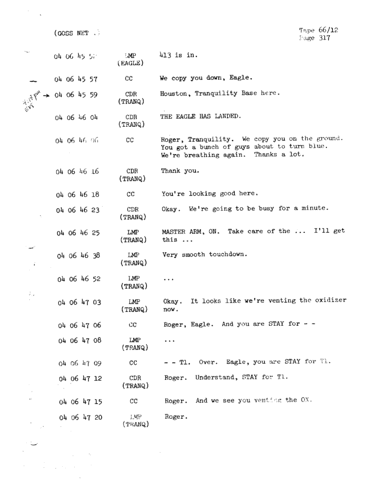 Page 319 of Apollo 11’s original transcript