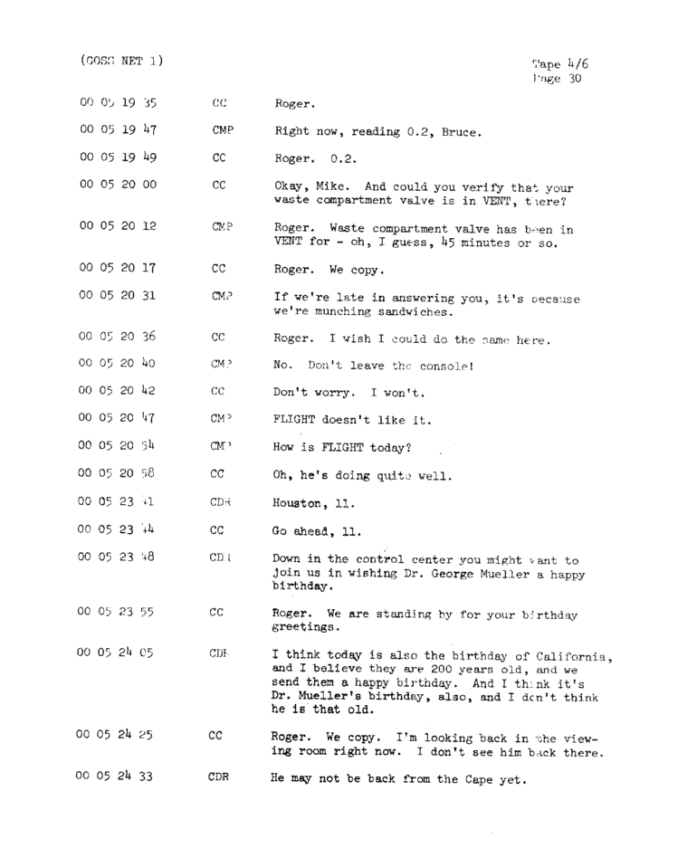 Page 32 of Apollo 11’s original transcript
