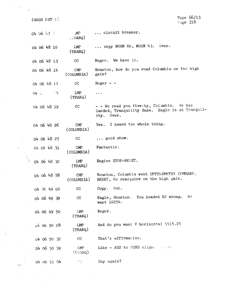 Page 320 of Apollo 11’s original transcript
