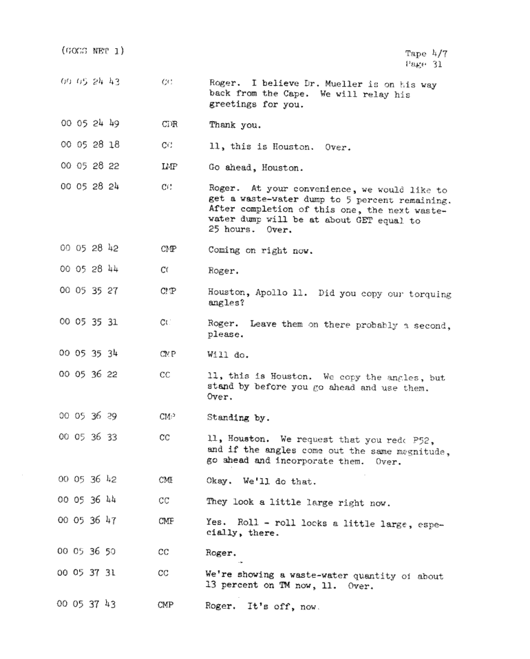 Page 33 of Apollo 11’s original transcript