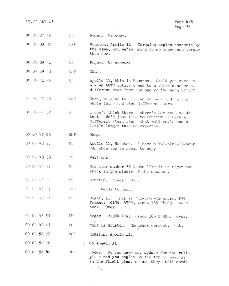 Page 34 of Apollo 11’s original transcript