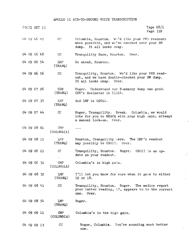 Page 341 of Apollo 11’s original transcript