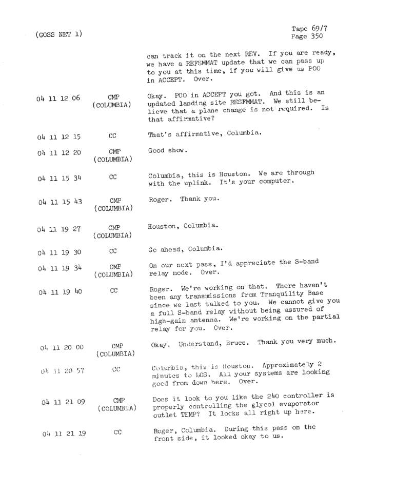 Page 352 of Apollo 11’s original transcript