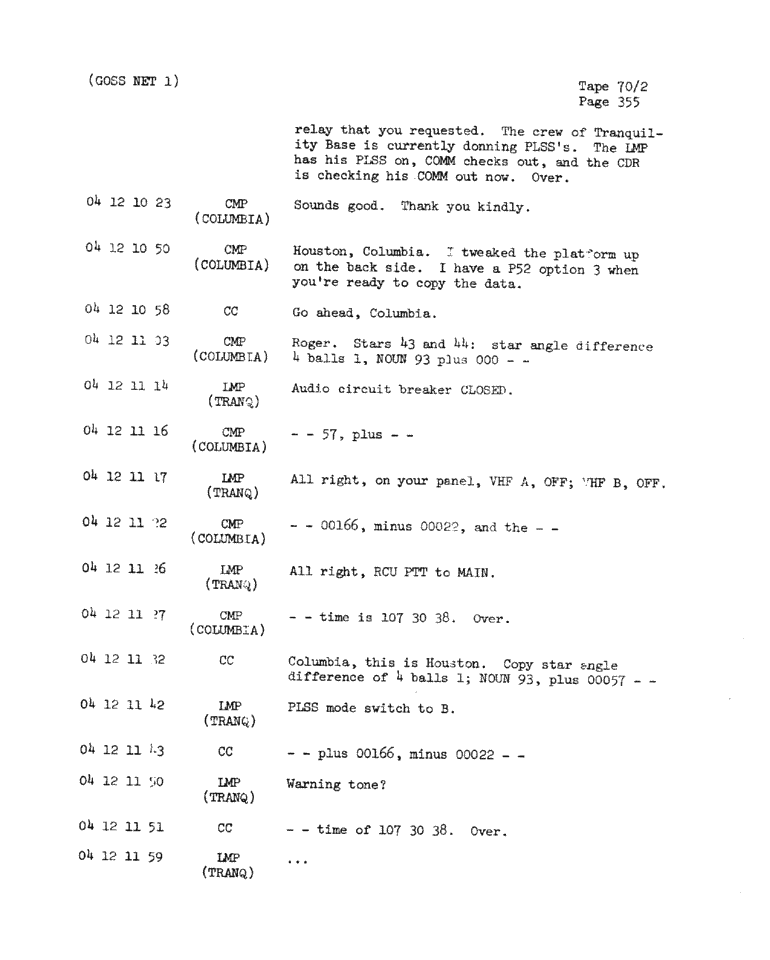 Page 357 of Apollo 11’s original transcript