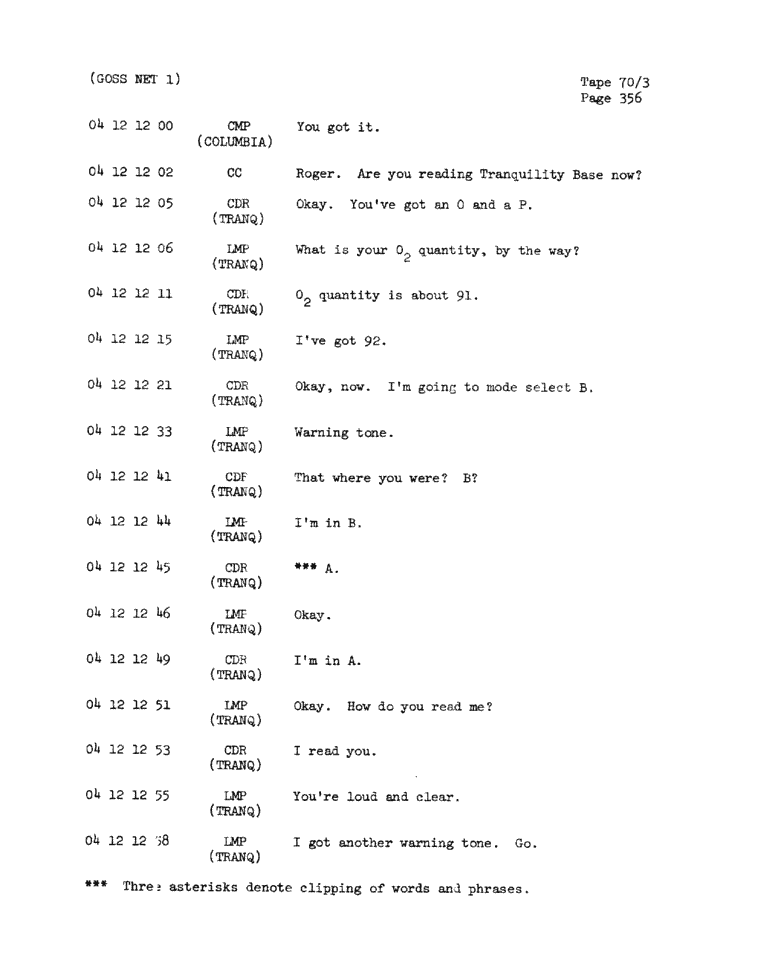 Page 358 of Apollo 11’s original transcript
