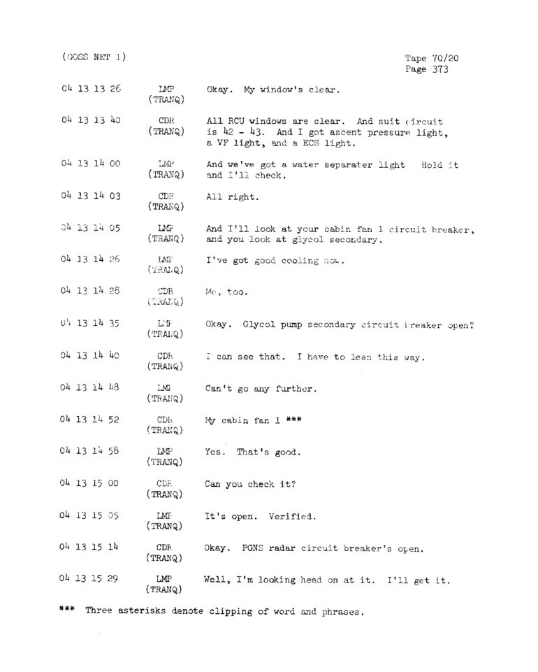 Page 375 of Apollo 11’s original transcript