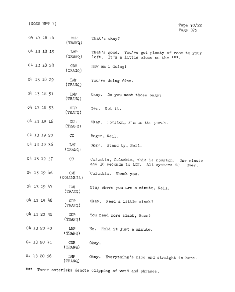 Page 377 of Apollo 11’s original transcript