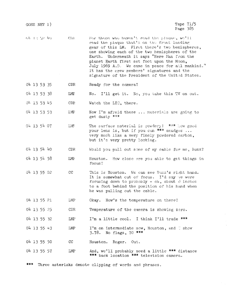 Page 387 of Apollo 11’s original transcript