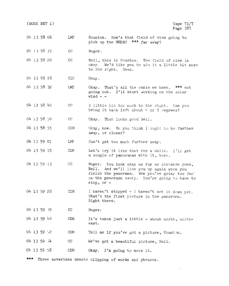 Page 389 of Apollo 11’s original transcript