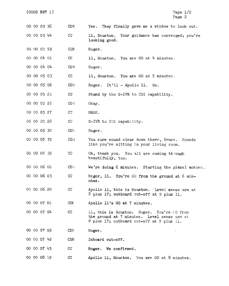Page 4 of Apollo 11’s original transcript