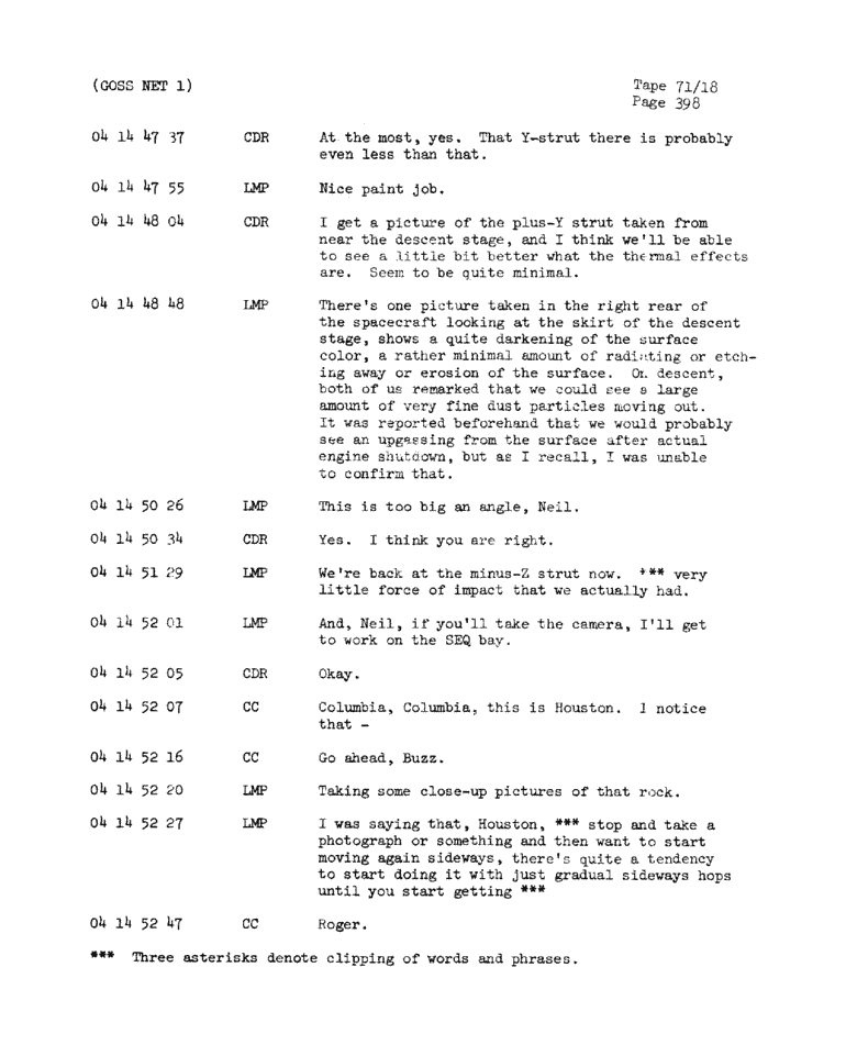 Page 400 of Apollo 11’s original transcript