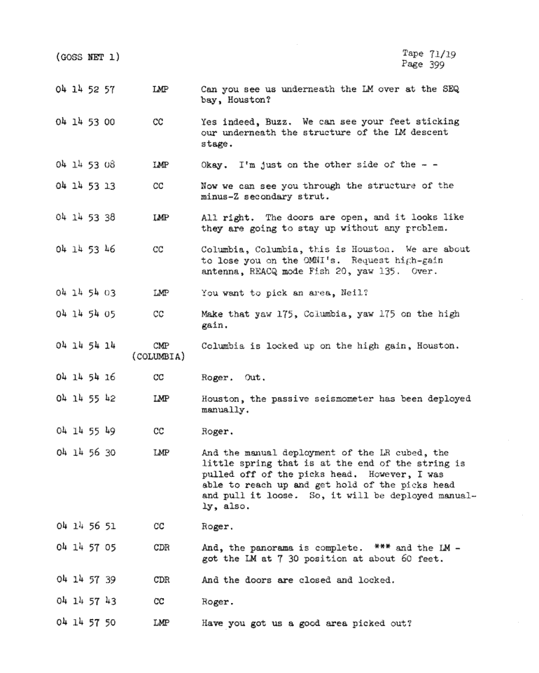 Page 401 of Apollo 11’s original transcript