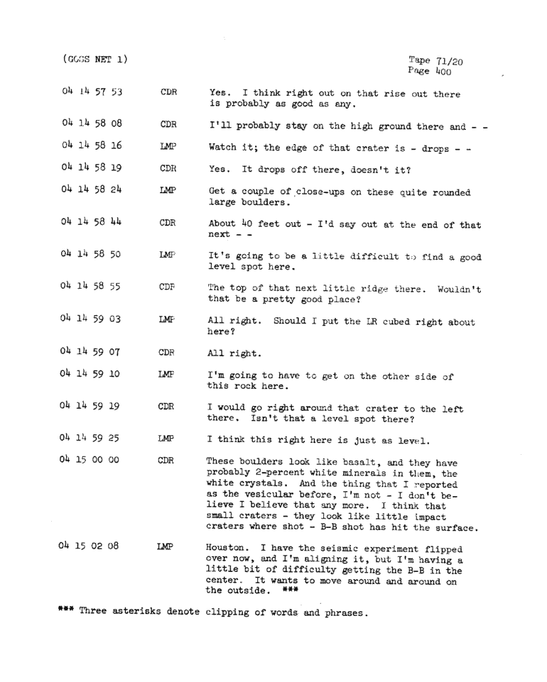 Page 402 of Apollo 11’s original transcript