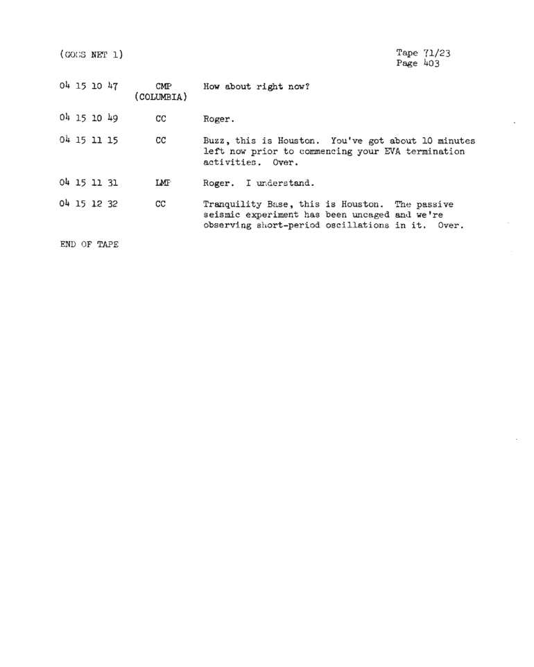 Page 405 of Apollo 11’s original transcript