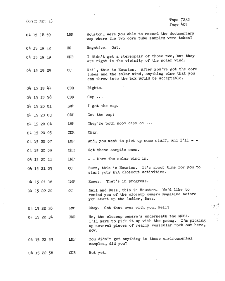 Page 407 of Apollo 11’s original transcript