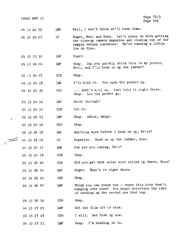 Page 408 of Apollo 11’s original transcript