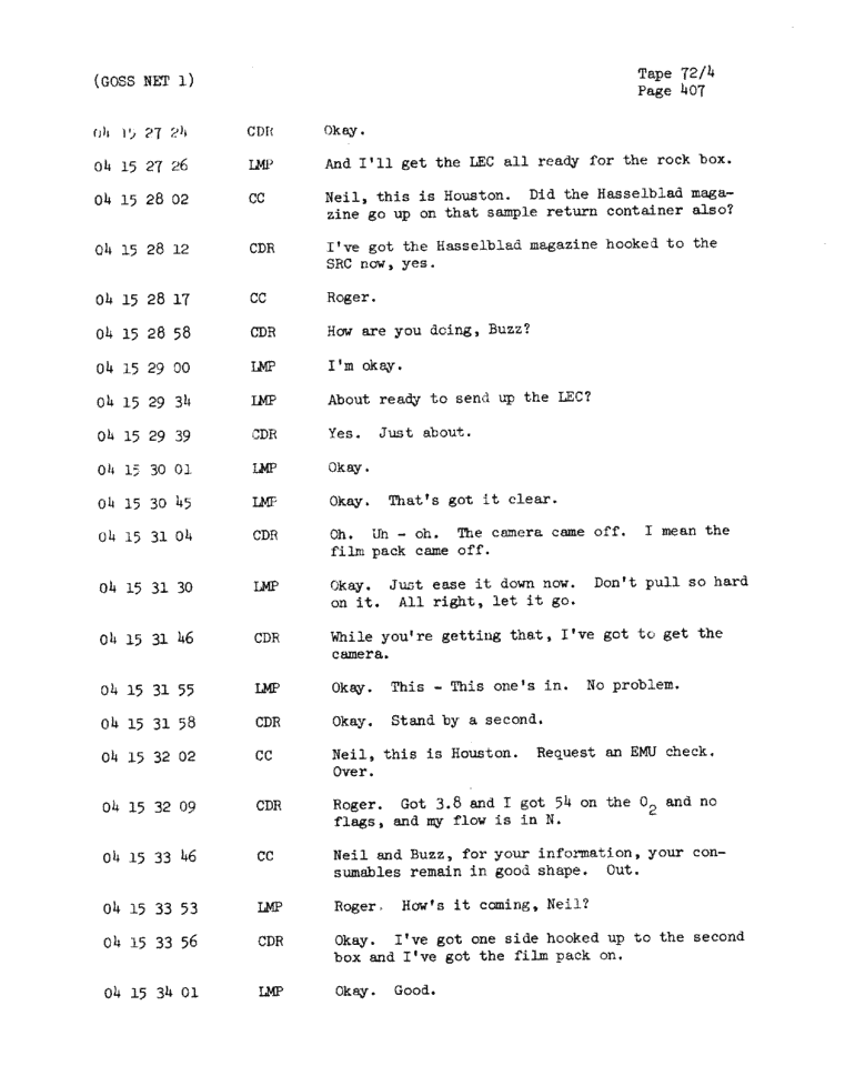 Page 409 of Apollo 11’s original transcript