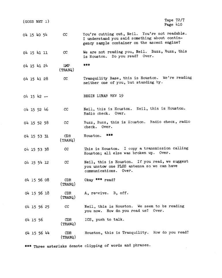 Page 412 of Apollo 11’s original transcript