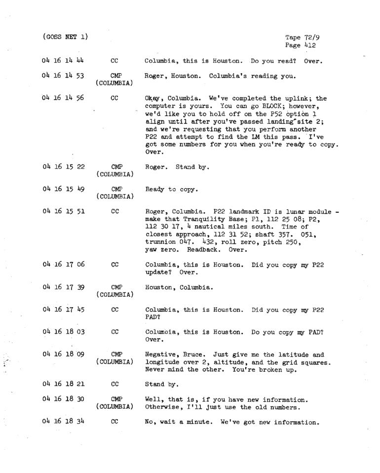 Page 414 of Apollo 11’s original transcript