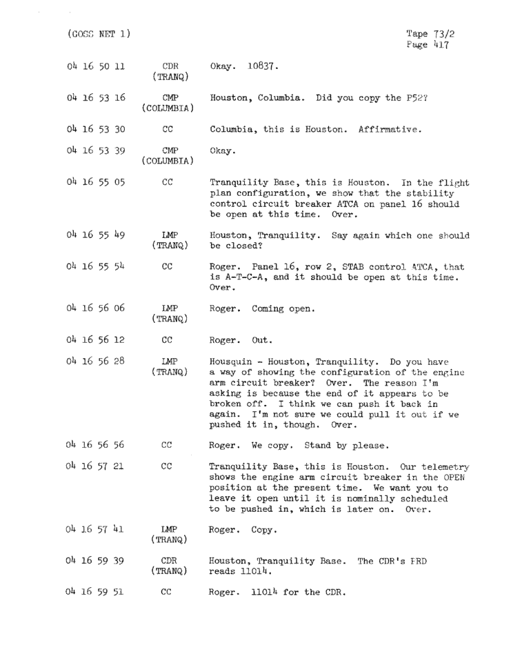 Page 419 of Apollo 11’s original transcript
