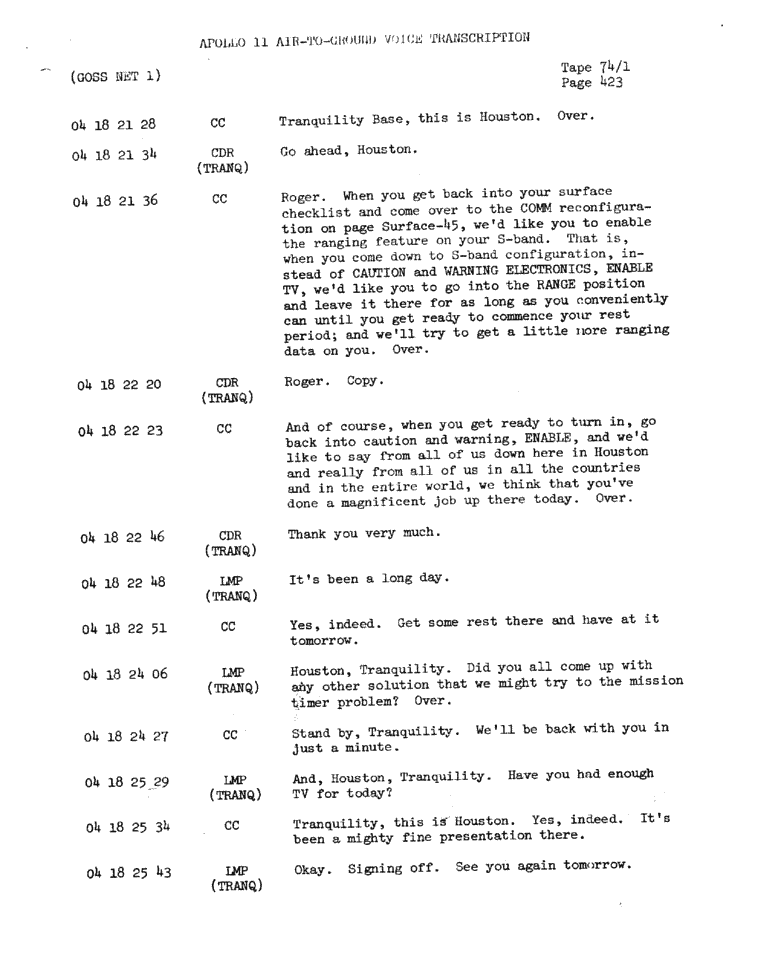 Page 425 of Apollo 11’s original transcript