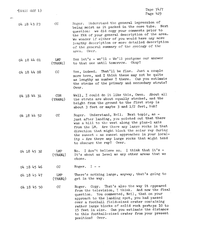 Page 431 of Apollo 11’s original transcript