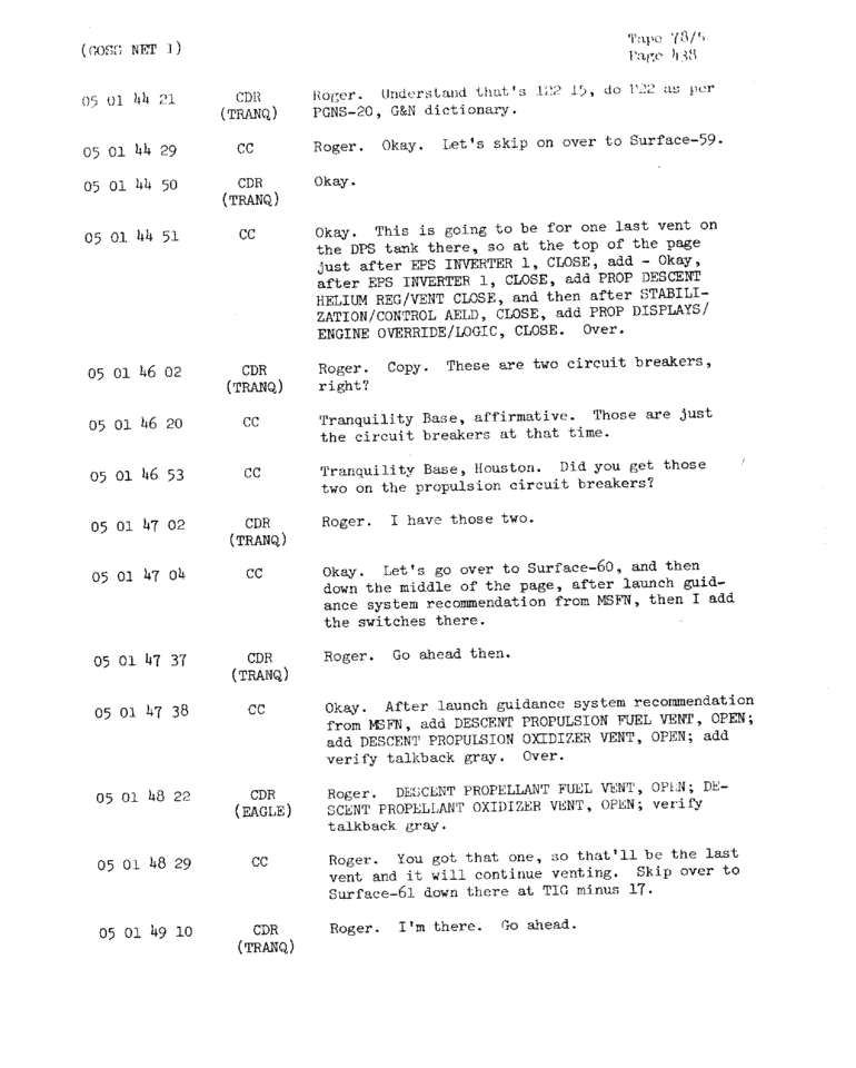 Page 440 of Apollo 11’s original transcript