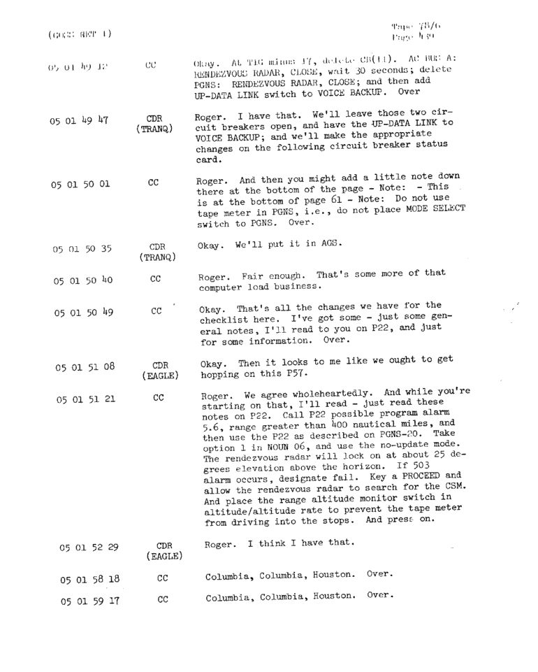 Page 441 of Apollo 11’s original transcript